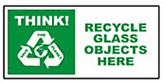 Large recycle bin sticker - Glass  safety sign