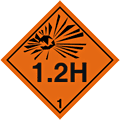 Explosive Hazchem 1.2H  safety sign
