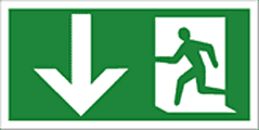 Fire exit arrow down sign  safety sign