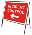 Incident control arrow left  safety sign