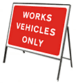 Works vehicles only  safety sign