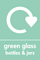 Green glass bottles and jars recycle  safety sign
