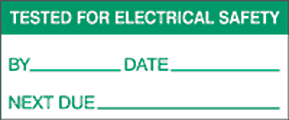 Tested for electrical safety lablels  safety sign