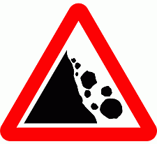 DOT No 559 Beware of Falling rocks Official Department of Transport Category: Warning Signs / Official schedule number: 1
