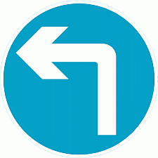 DOT No 609 Turn left ahead Official Department of Transport Category: Regulatory Signs / Official schedule number: 2