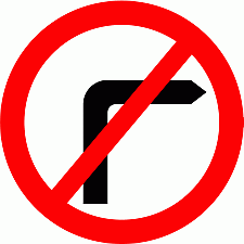 DOT No 612 No right turn Official Department of Transport Category: Regulatory Signs / Official schedule number: 2