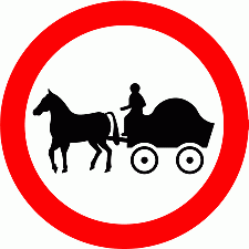 DOT No 622.5 No Horse drawn vehicles Official Department of Transport Category: Regulatory Signs / Official schedule number: 2