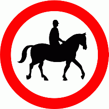 DOT No 622.6  No horses Official Department of Transport Category: Regulatory Signs / Official schedule number: 2