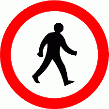 DOT No 625.1  No Pedestrians Official Department of Transport Category: Regulatory Signs / Official schedule number: 2