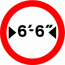 DOT No 629 Width limit ft Official Department of Transport Category: Regulatory Signs / Official schedule number: 2
