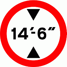 DOT No 629.2 Vehicle Height limit Official Department of Transport Category: Regulatory Signs / Official schedule number: 2