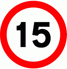 DOT No 670  Maximum Speed 15mph Official Department of Transport Category: Regulatory Signs / Official schedule number: 2