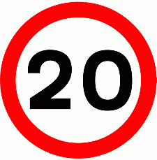 DOT No 670 Maximum Speed 20mph Official Department of Transport Category: Regulatory Signs / Official schedule number: 2