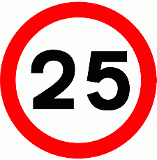 DOT No 670 Maximum Speed 25mph Official Department of Transport Category: Regulatory Signs / Official schedule number: 2