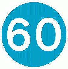 DOT No 672  Minimum Speed 60mph Official Department of Transport Category: Regulatory Signs / Official schedule number: 2