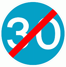 DOT No 673  Minimum Speed 30mph ends Official Department of Transport Category: Regulatory Signs / Official schedule number: 2