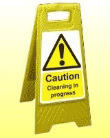 Caution cleaning in progress freestanding sign Caution cleaning in progress