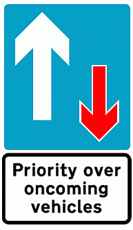 DOT No 811 Priority over vehicles from the opposite direction Official Department of Transport Category: Misc Informatory Signs / Official schedule number: 4