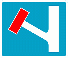 DOT No 817 No through road leading off a junction ahead Official Department of Transport Category: Misc Informatory Signs / Official schedule number: 4