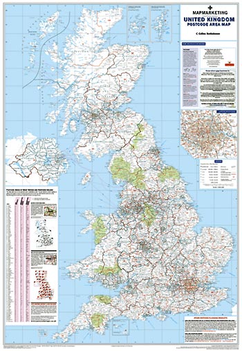 Giant British Isles Postcode Area Map 