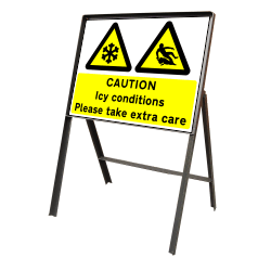 Caution ICY Conditions Stanchion Sign 