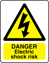 Danger Electric shock risk sign Electrical arc symbol with text Danger electric shock risk