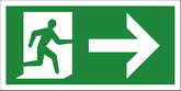 Fire exit arrow right sign Right hand 'running man' with large arrow right