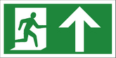 Fire exit arrow up sign Left hand 'running man' with large arrow pointing up and right