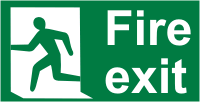 Fire exit left sign Left hand running man with text Fire Exit