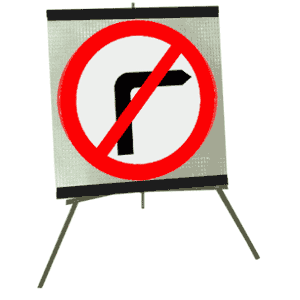 No Right Turn Roll Up Sign 