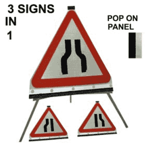 Road Narrows Left/Right Triangle Flexible Roll-up Sign 