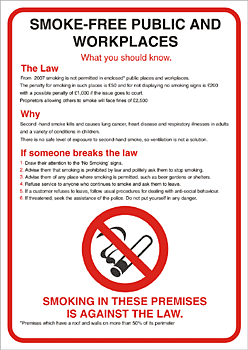 UK smoking ban poster Smoking - The law, why and if someone breaks it