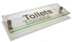 Acrylic prestige toilets sign 