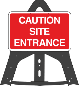 Caution Site Entrance Folding Plastic Sign 