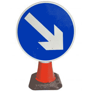 Cone Sign -Directional Arrow Fixed Right - 610 
