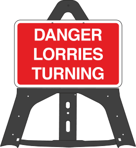 Danger Lorries Turning Folding Plastic Sign 
