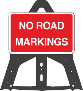 No Road Markings Folding Plastic Sign 