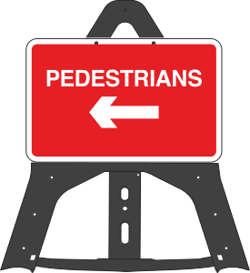 Pedestrians Left Folding Plastic Sign 