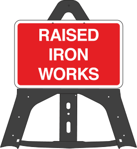 Raised Iron Works Folding Plastic Sign 