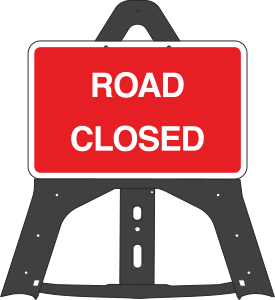 Road Closed Folding Plastic Sign 